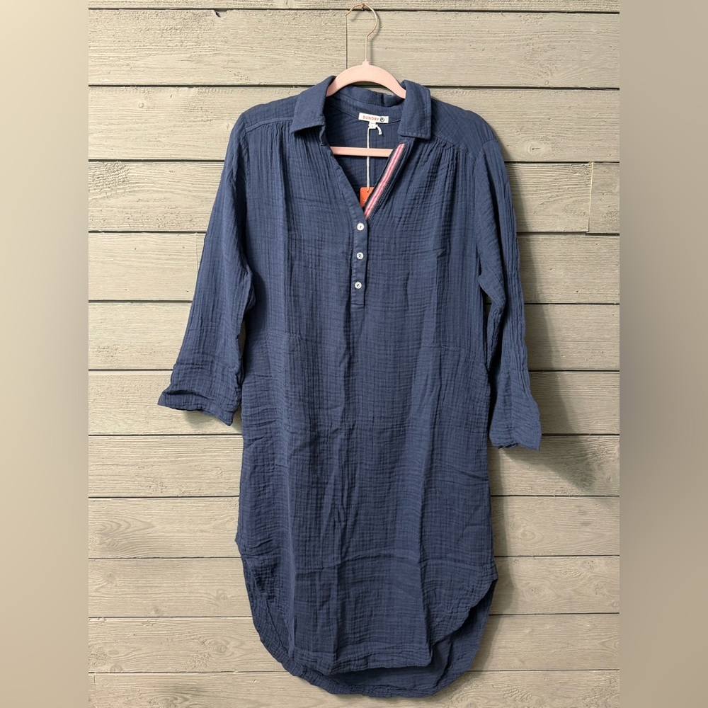NWT Sundry Shirttail Dress in Navy Sz Small (1) - Picture 7 of 13